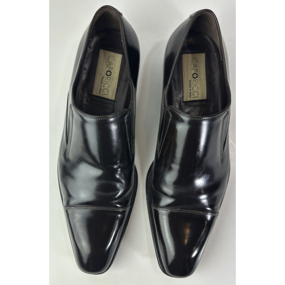 Caporicci Made in Italy Black Leather Cap-Toe Slip-On Dress Shoes Men’s 8.5 G - Picture 16 of 16